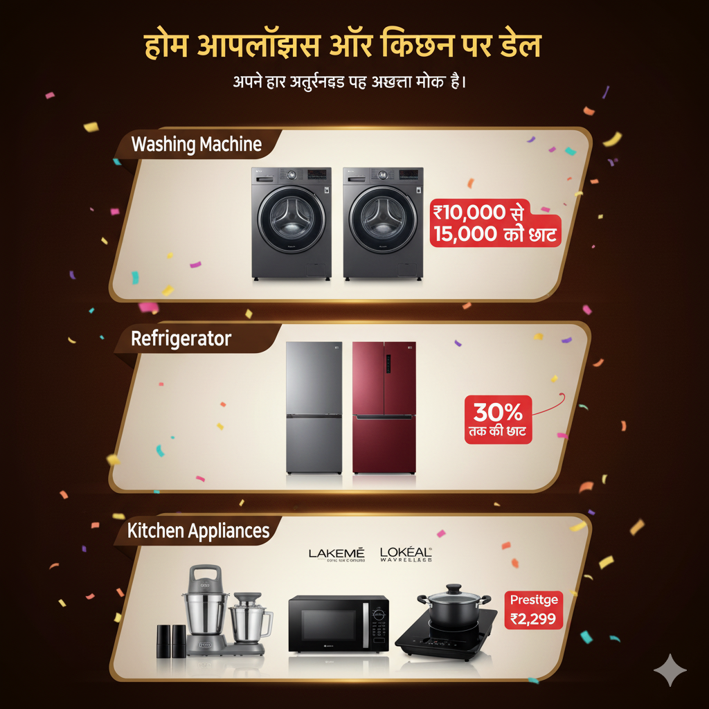 होम अप्लायंसेज सेल | किचन प्रोडक्ट्स पर छूट | रेफ्रिजरेटर ऑफर्स