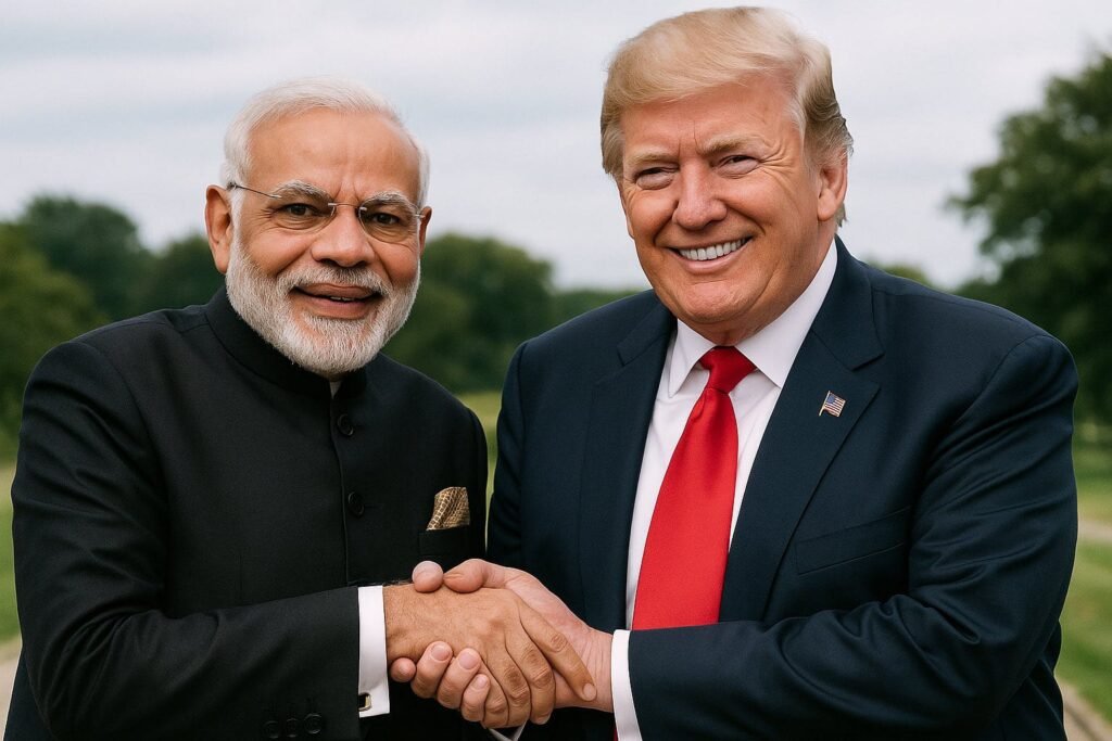 "भारत-अमेरिका टैरिफ विवाद को दर्शाता ग्राफिक"